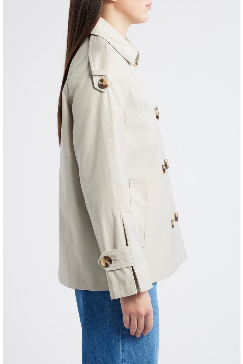 Double Breasted Water Repellent Swing Jacket, Alternate, color, BIRCH