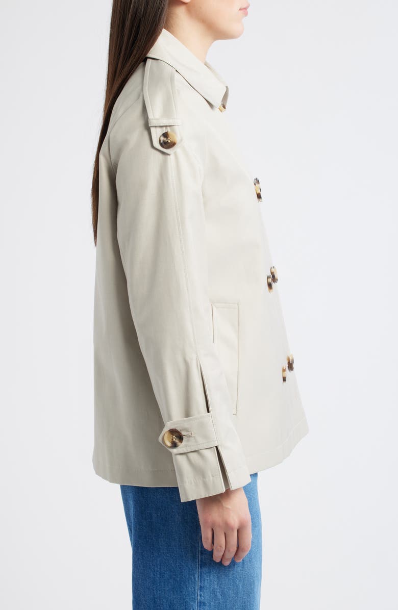 Sam Edelman Double Breasted Water Repellent Swing Jacket, Alternate, color, Birch