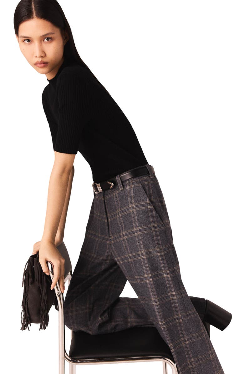 maje Rib knit top, Alternate, color, Black