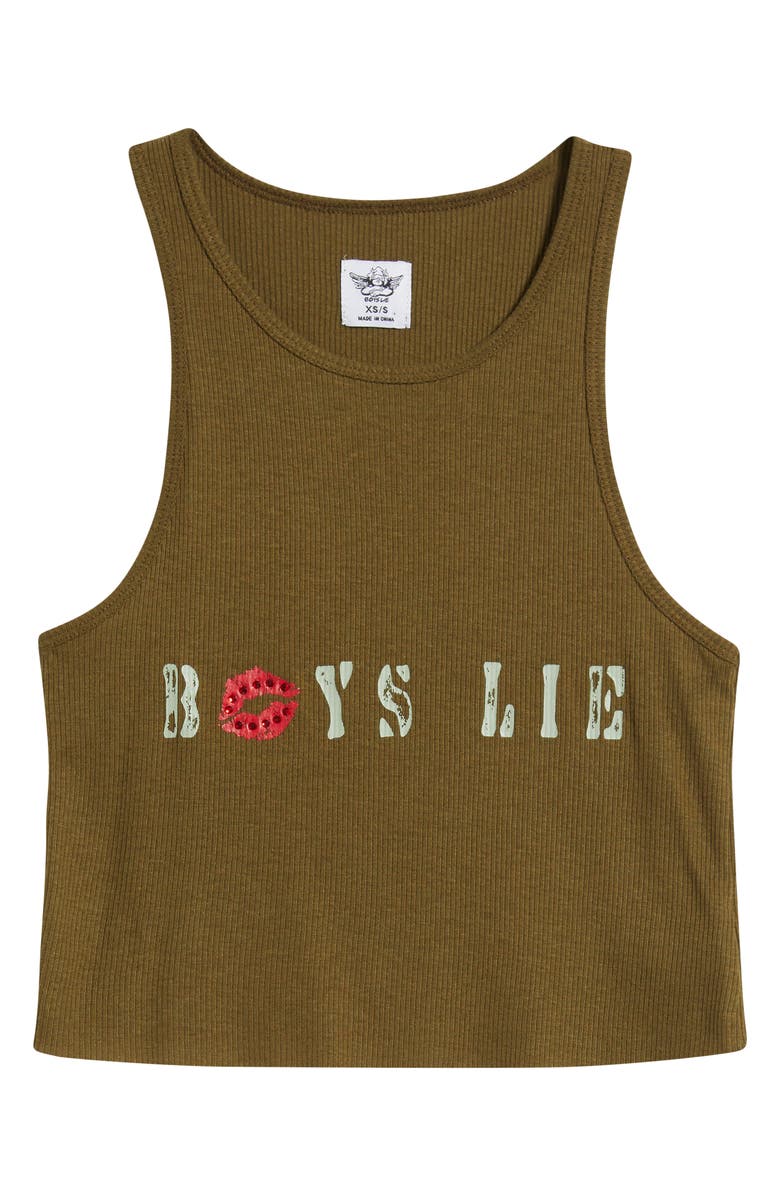 BOYS LIE Cadet Bee Gee Rib Crop Tank, Alternate, color, Brown