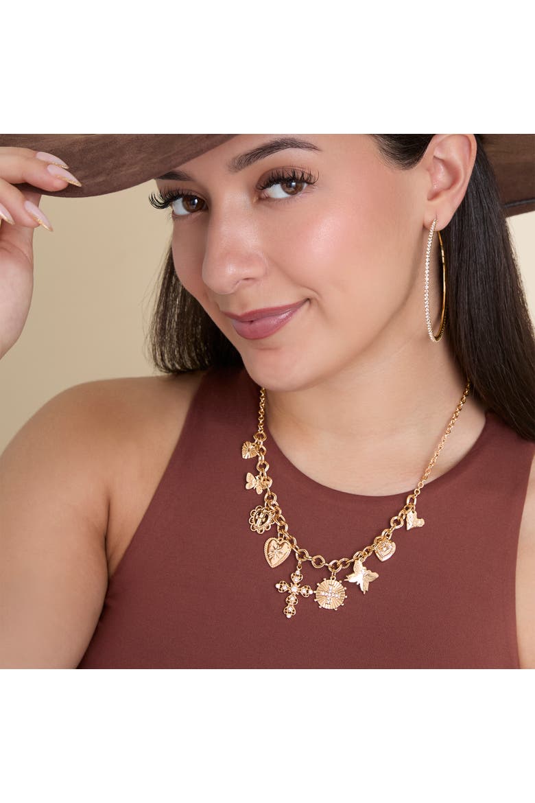Gold Cross Necklace, Alternate, color, Gold