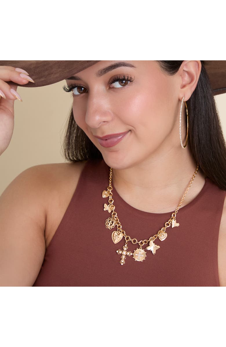 Jessica Simpson Gold Cross Necklace, Alternate, color, Gold