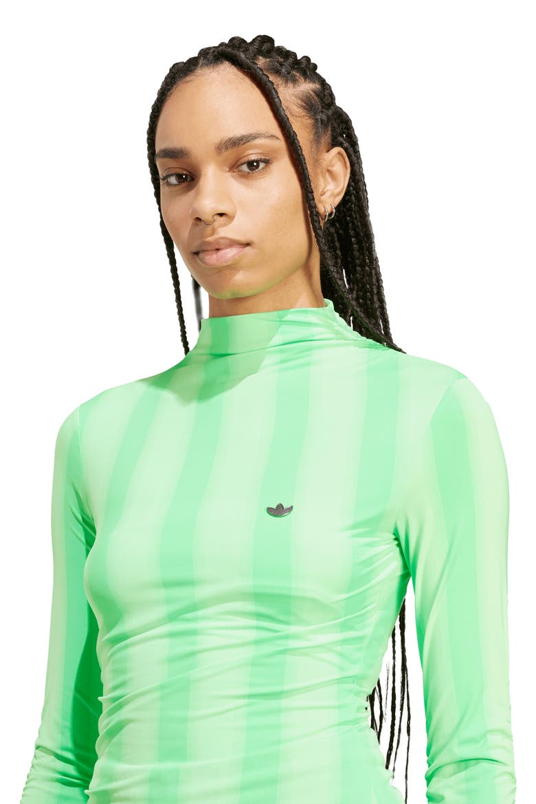 Stripe Long Sleeve Ruched Top, Alternate, color, SCREAMING GREEN