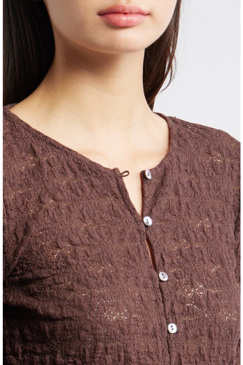 Cyrah Stretch Lace Cardigan, Alternate, color, WALNUT