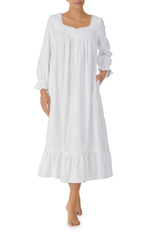 Eileen West Long Sleeve Cotton Ballet Nightgown in White 