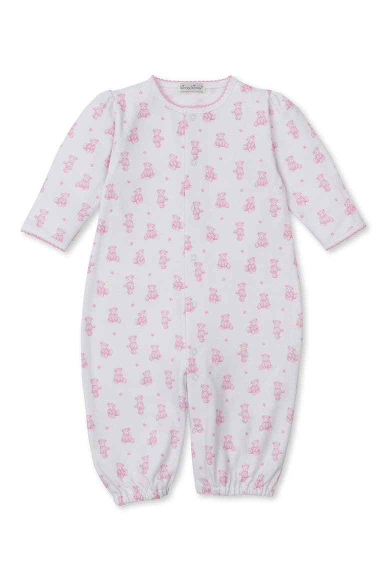 Teddy Bear Print Convertible Pima Cotton Gown, Main, color, PINK