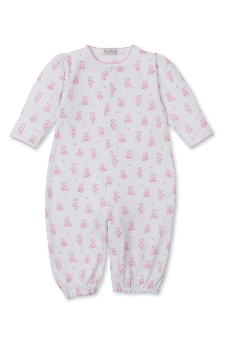 Kissy Kissy Teddy Bear Print Convertible Pima Cotton Gown, Main, color, Pink