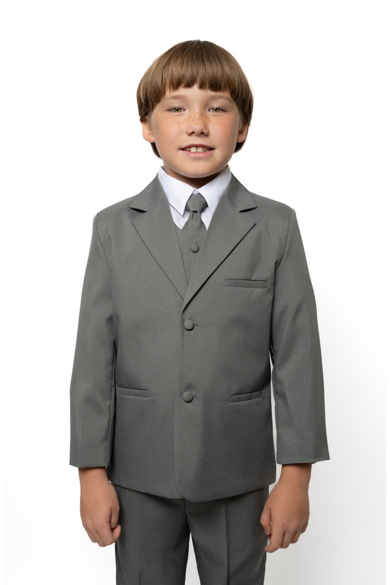 Kids' Leo 5-Piece Suit Set, Alternate, color, CHARCOAL