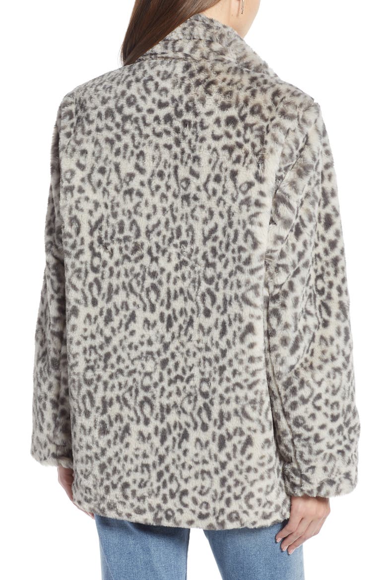 Faux Fur Midi Coat (Nordstrom Exclusive), Alternate, color, LIGHT GREY LEOPARD