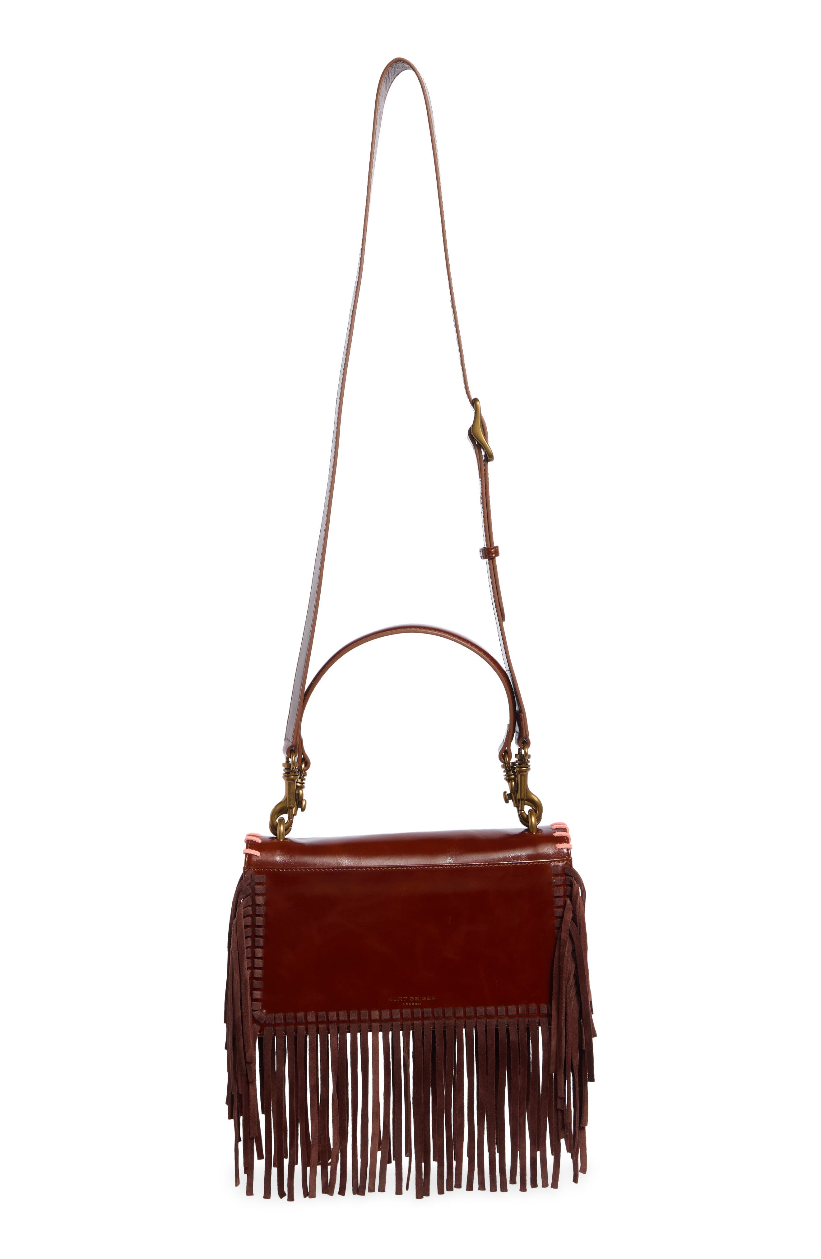 Shoreditch EW Kurt Fringed Leather Crossbody Bag, Alternate, color, TAN COMB