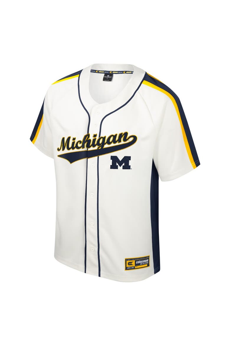 Men's Colosseum Cream Michigan Wolverines Ruth Button-Up Baseball Jersey, Alternate, color, Cream