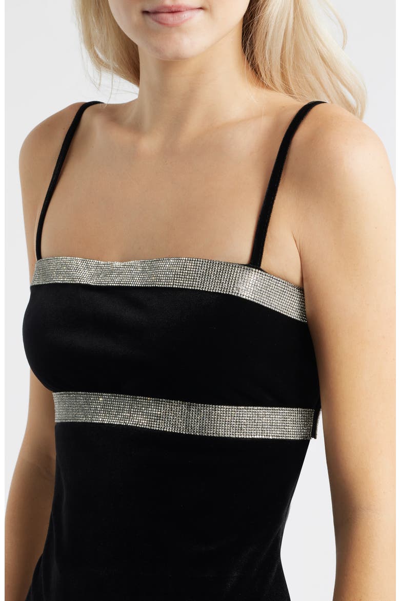 Embellished Velvet Minidress, Alternate, color, BLACK