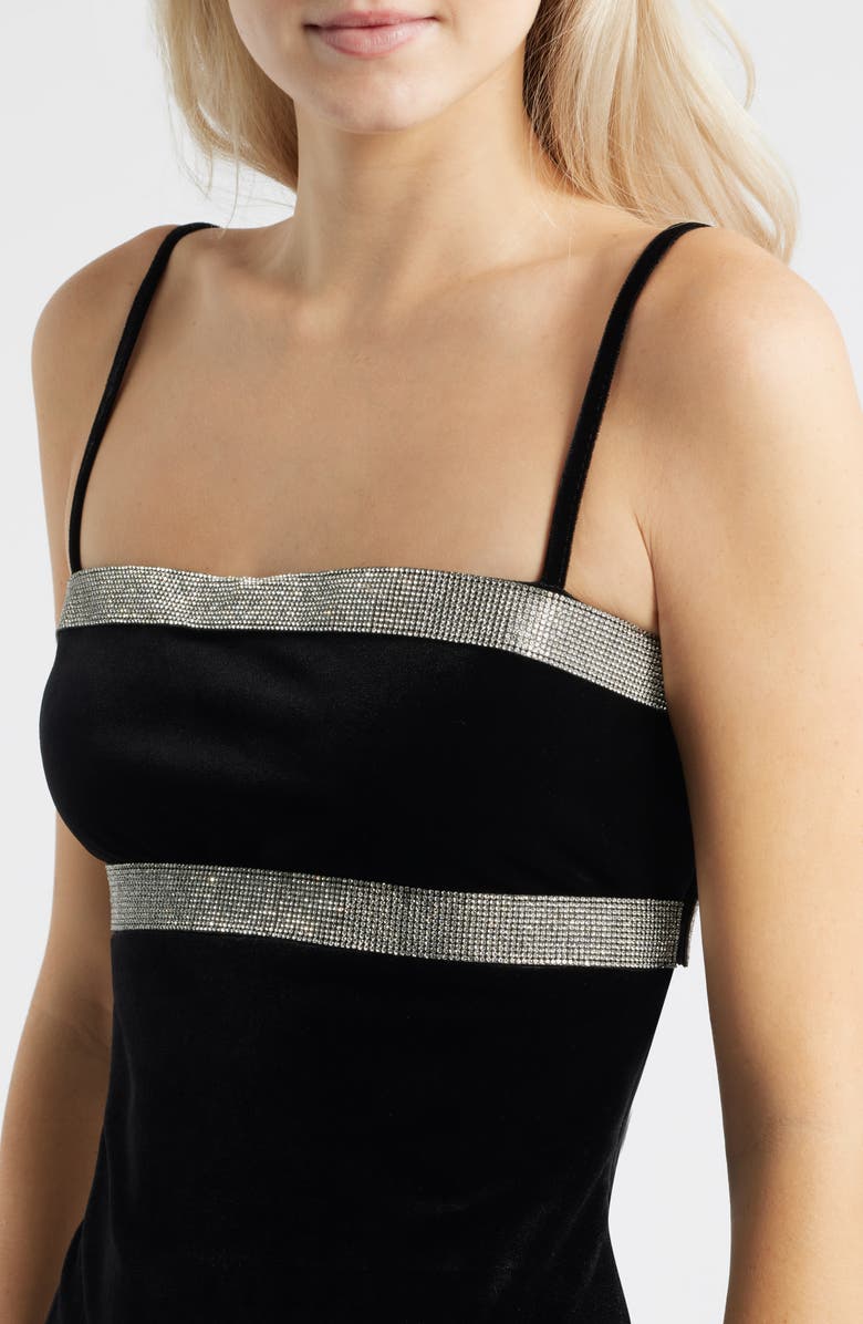 Jump Apparel Embellished Velvet Minidress, Alternate, color, Black