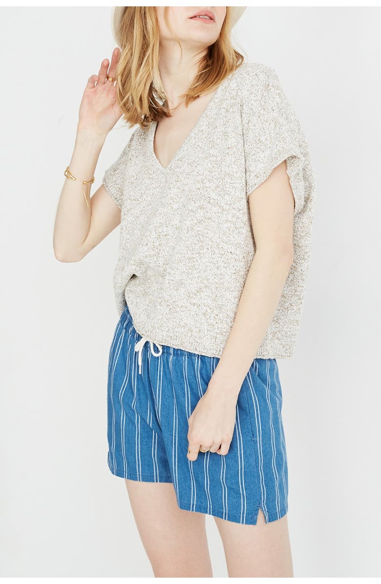 Madewell Ellendale Marled Short Sleeve Sweater Top, Main, color, 