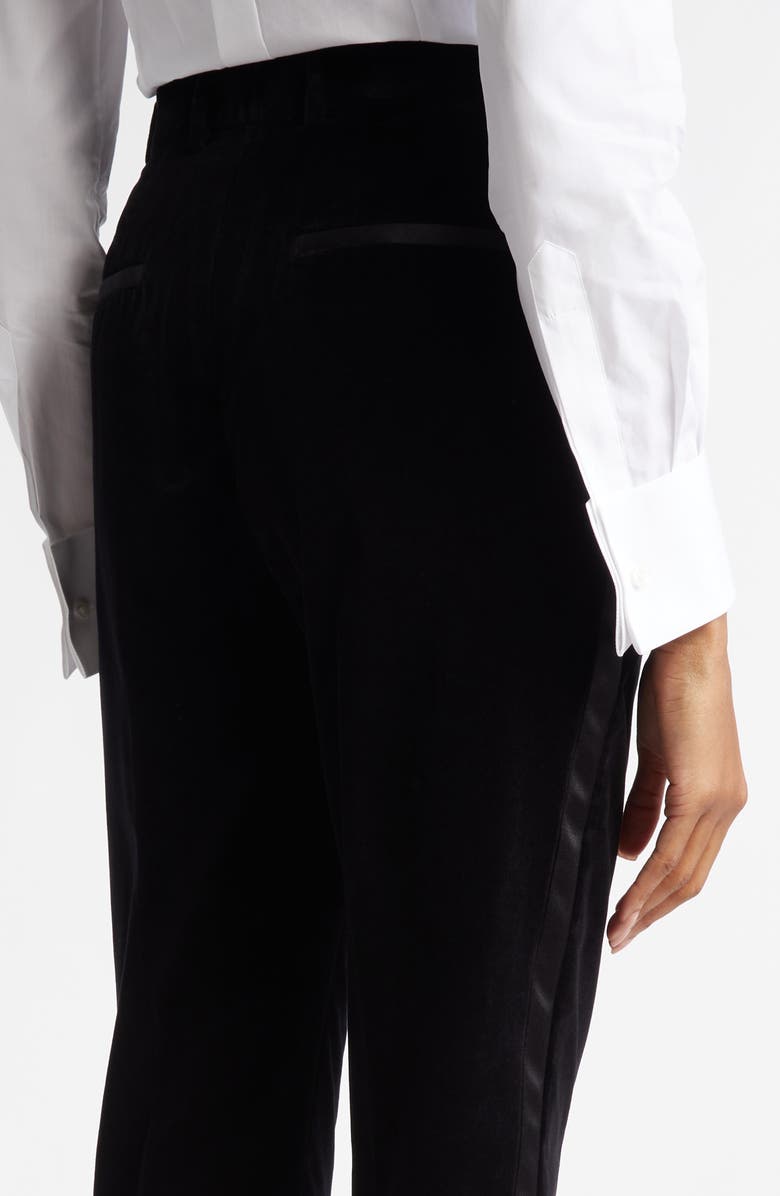 Dolce&Gabbana Tailored Velveteen Tuxedo Pants, Alternate, color, N0000 Nero