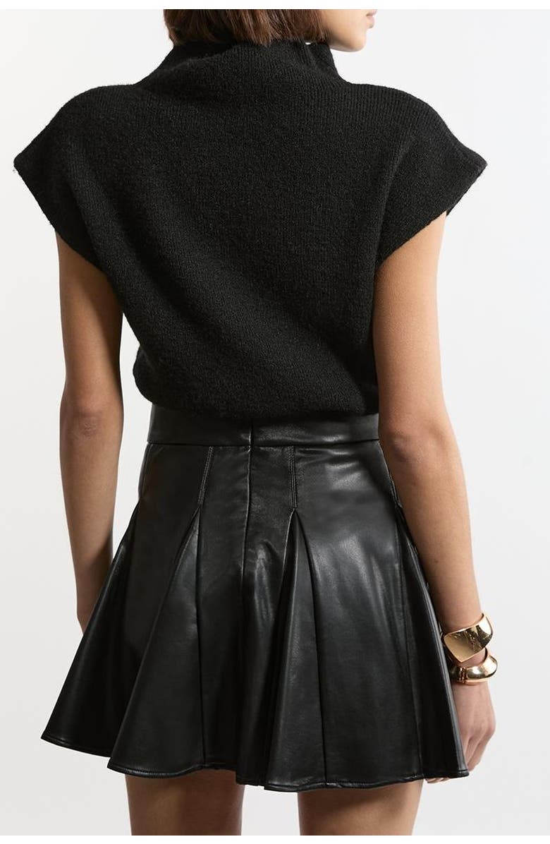 Karen Millen Faux Leather Flippy Mini Skirt, Alternate, color, Black