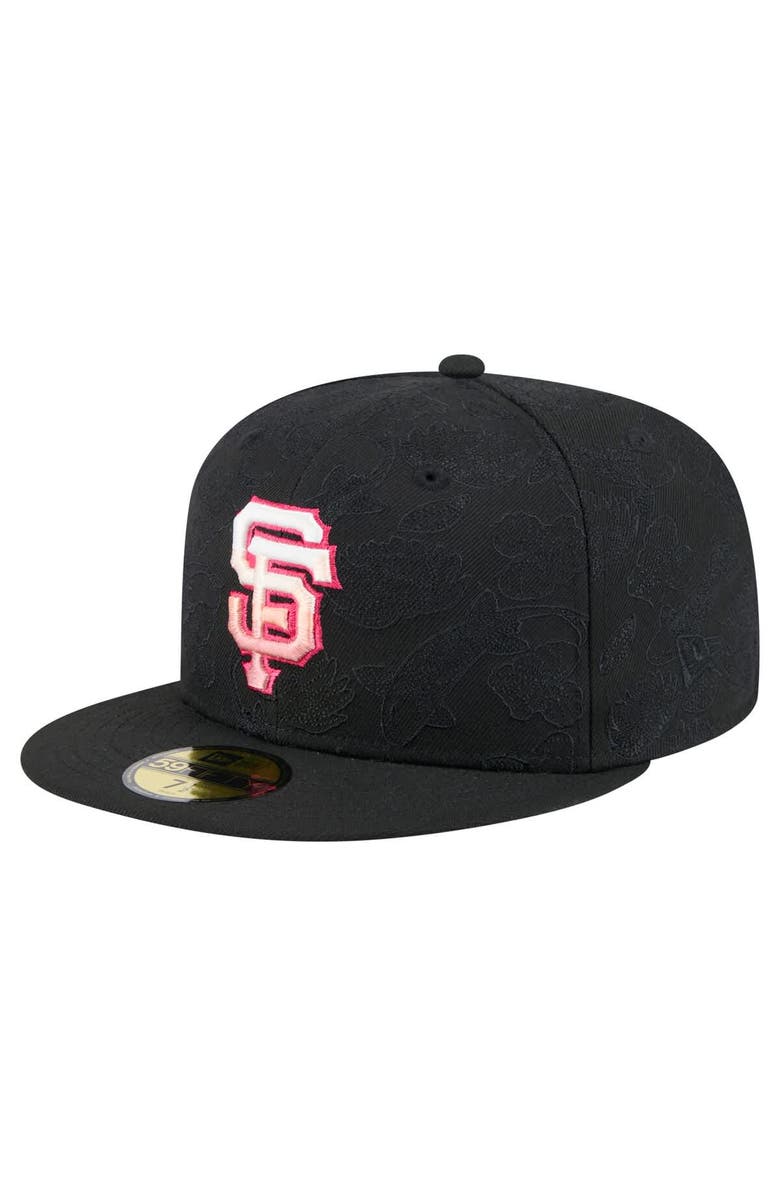 New Era Men's New Era Black San Francisco Giants Tonal Koi 59FIFTY Fitted Hat, Alternate, color, 