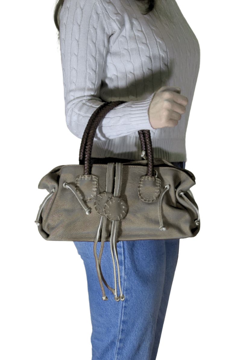 Carlos Falchi Mini Satchel Top Grain Leather Bag, Alternate, color, Roman Chrome