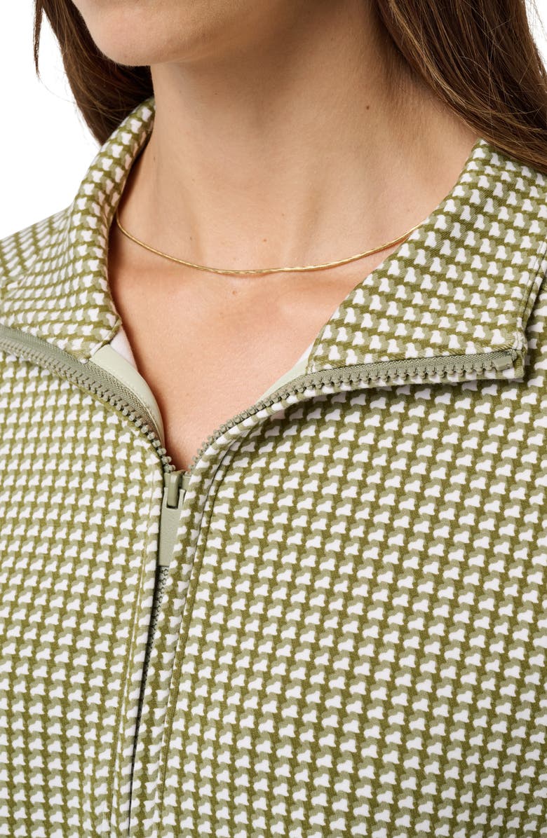 TravisMathew Skyloft Printed Quarter Zip Sweatshirt, Alternate, color, Oil Green Multi