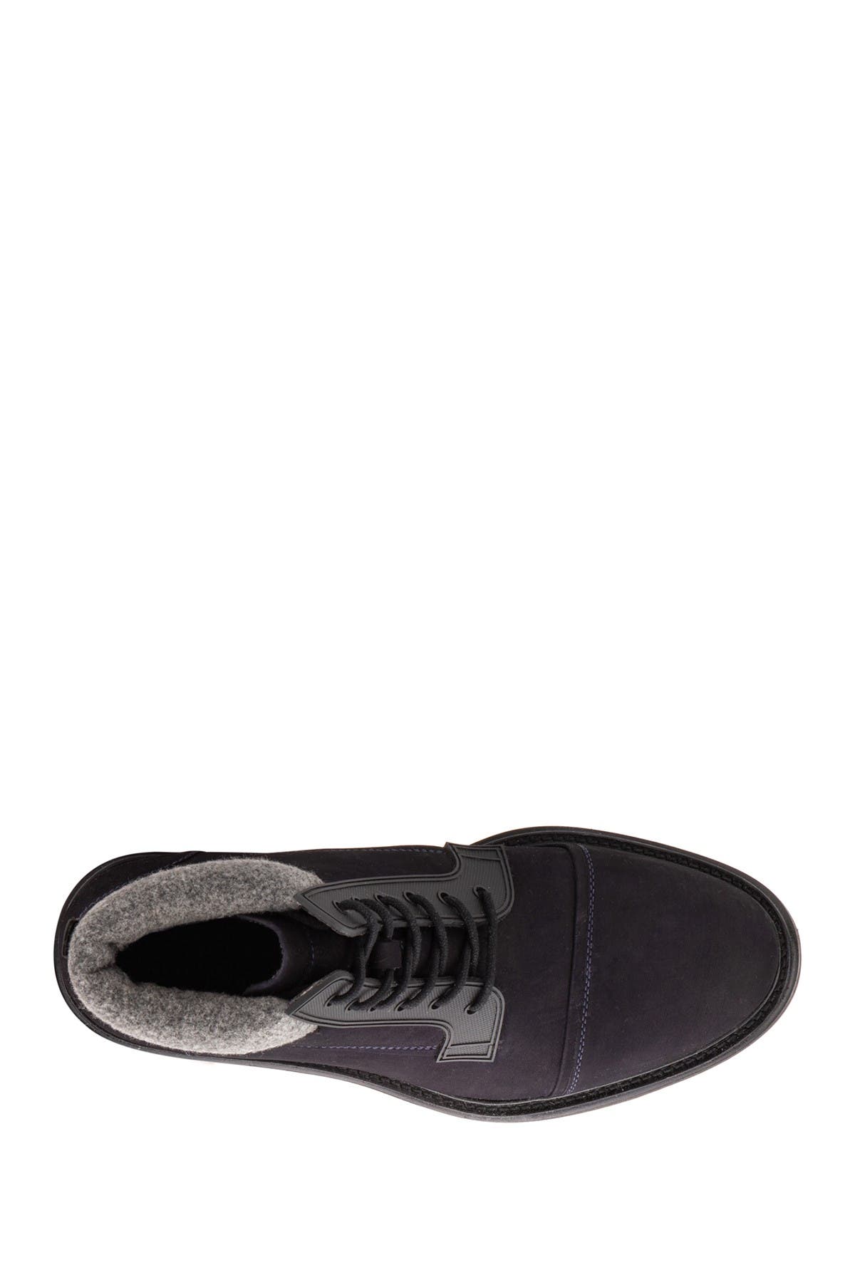 VINTAGE FOUNDRY Stone Faux Fur Trim Leather Boot, Alternate, color, Dark Navy