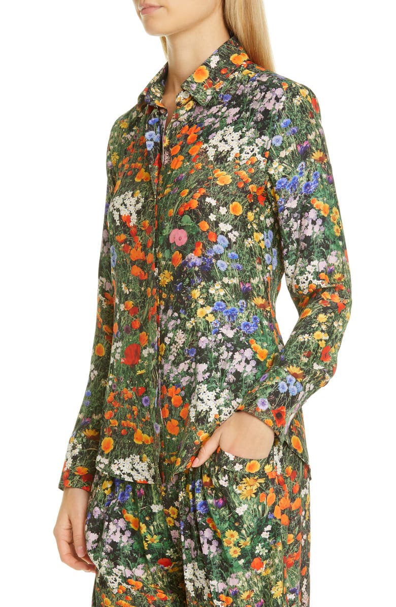 Stella McCartney Willow Floral Print Silk Shirt, Alternate, color,