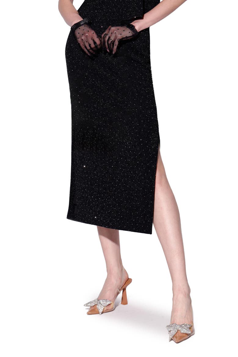 Gianna Rhinestone Midi Skirt, Main, color, BLACK AND RHINESTONE
