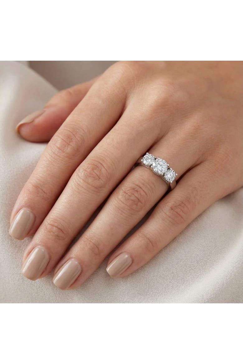 1 1/2ct 3 Stone Round Diamond Engagement Ring 14K Gold Lab Grown, Alternate, color, 14k White Gold