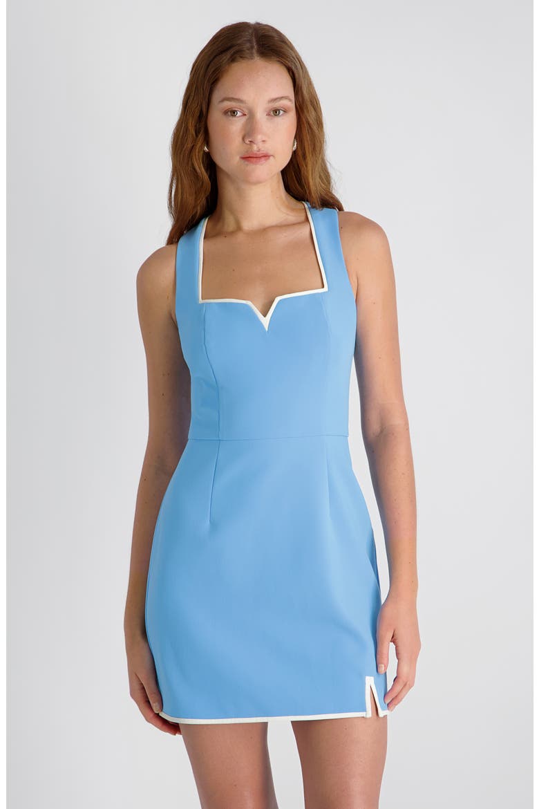 Azra Contrast Trim Minidress, Alternate, color, POOLSIDE BLUE-WHITE