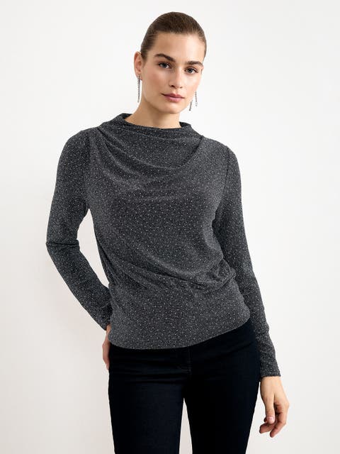 Frosty Sparkle Cowl Neck Top