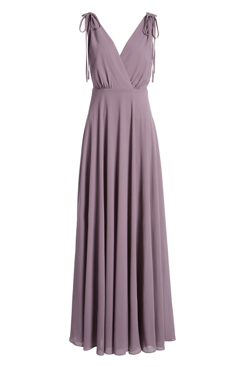 V-Neck Chiffon Gown, Alternate, color, DUSTY PURPLE