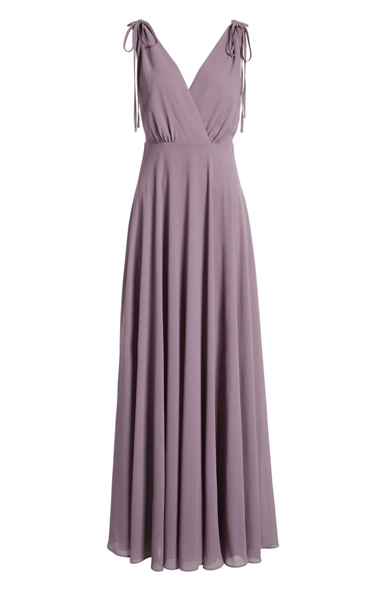 Lulus V-Neck Chiffon Gown, Alternate, color, 