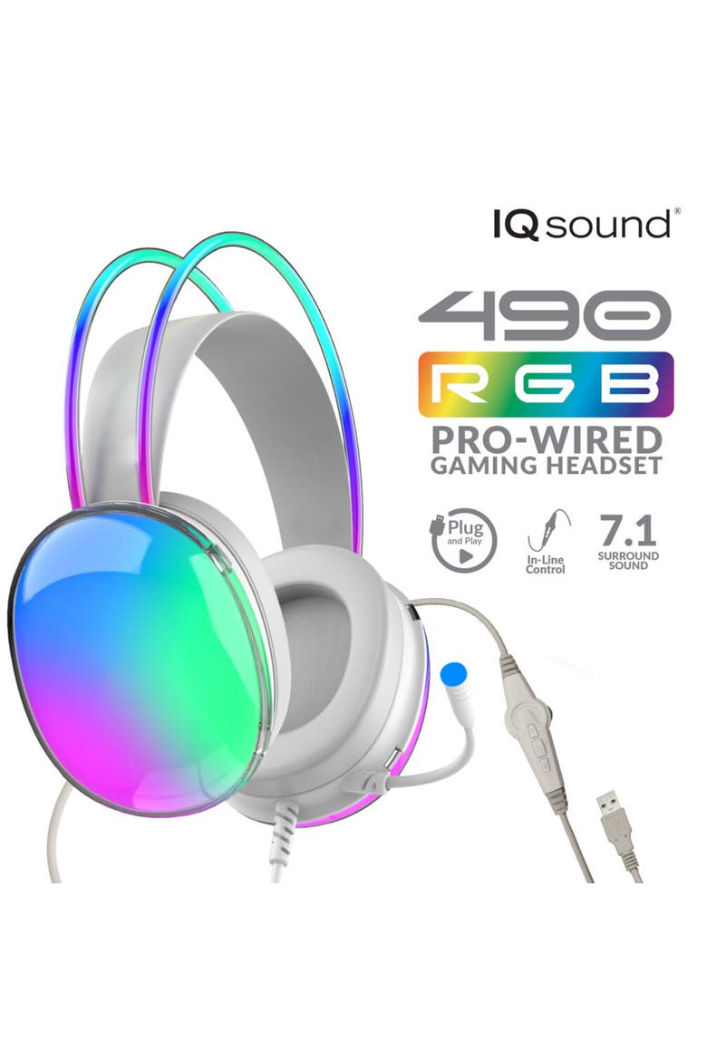 RGB 7.1 Surround Sound Gaming Headset W/ Mic, Alternate, color, White