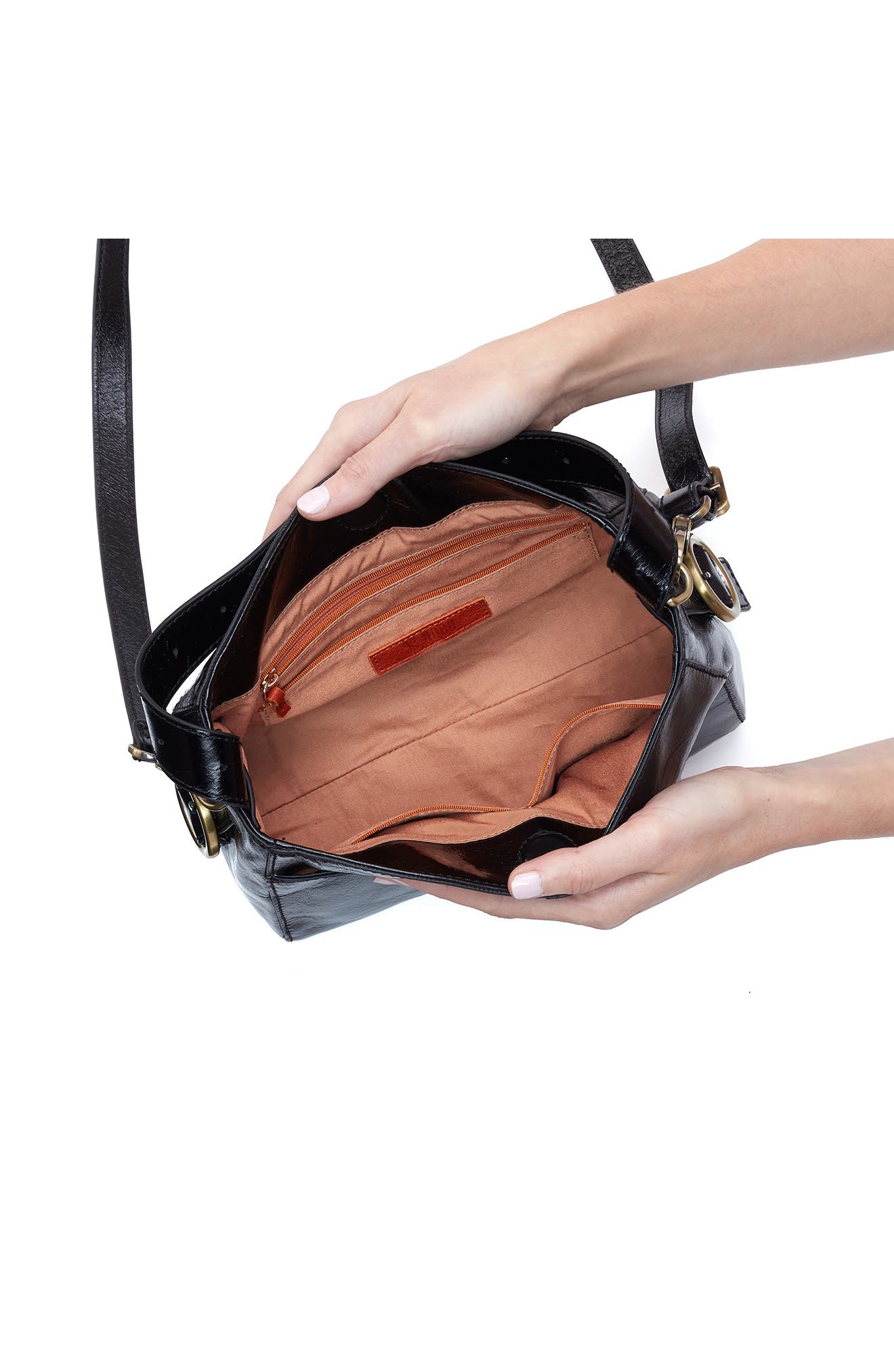 HOBO Small Render Leather Crossbody Bag, Alternate, color, Black