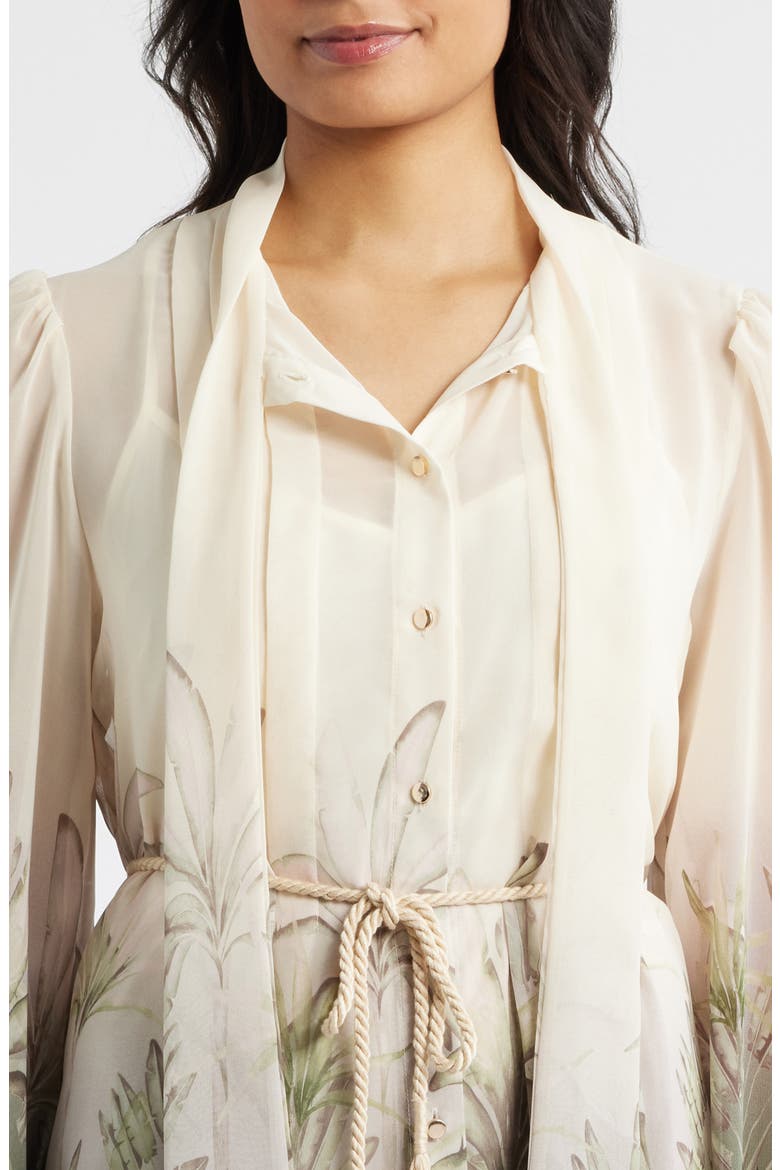 Pleated Long Sleeve Shirtdress, Alternate, color, IVORY MULTI