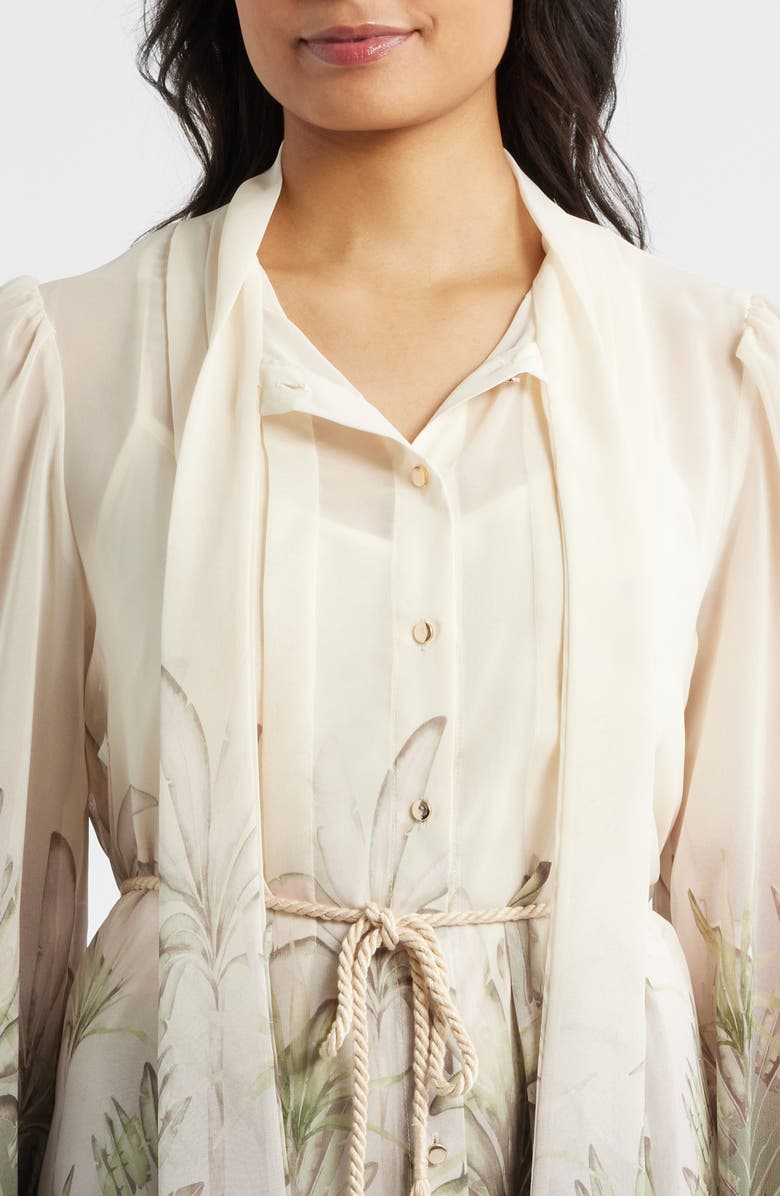 Julia Jordan Pleated Long Sleeve Shirtdress, Alternate, color, Ivory Multi