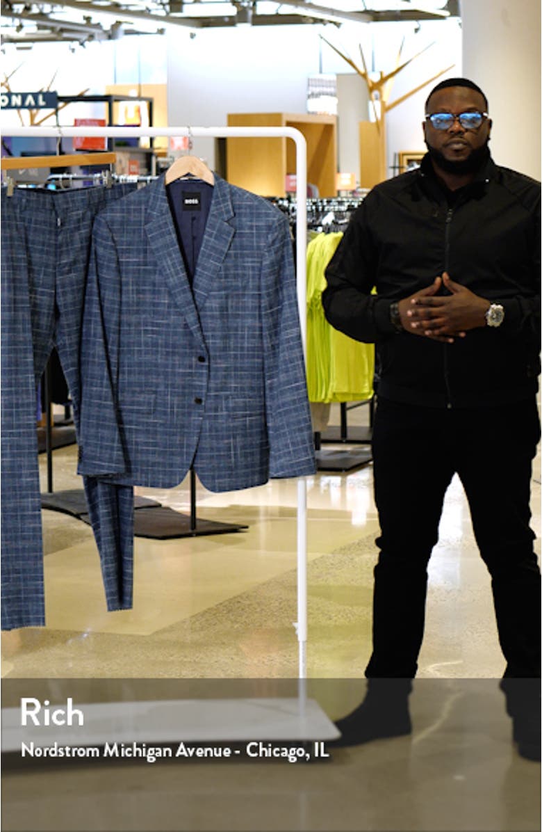 Slim Fit Check Cotton & Wool Blend Suit, sales video thumbnail