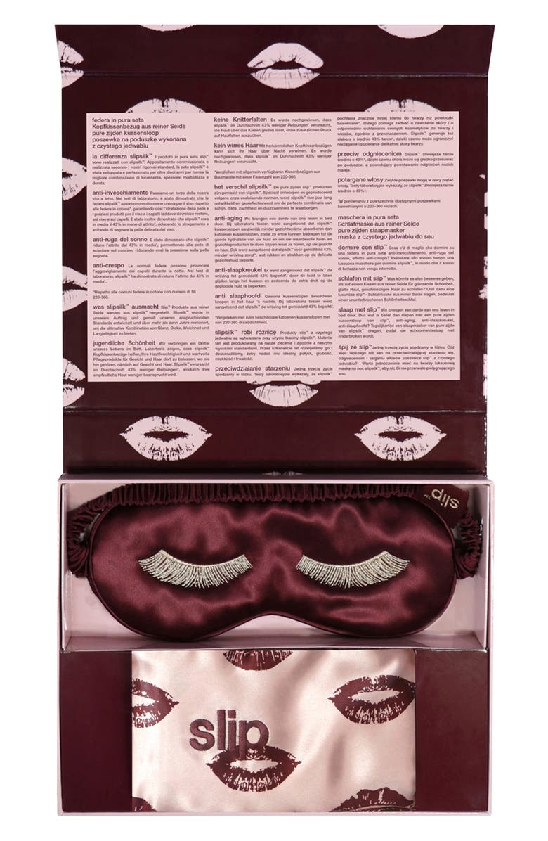 slip <sup>™</sup> for beauty sleep Lip Print Pillowcase & Eye Mask Set, Alternate, color, 