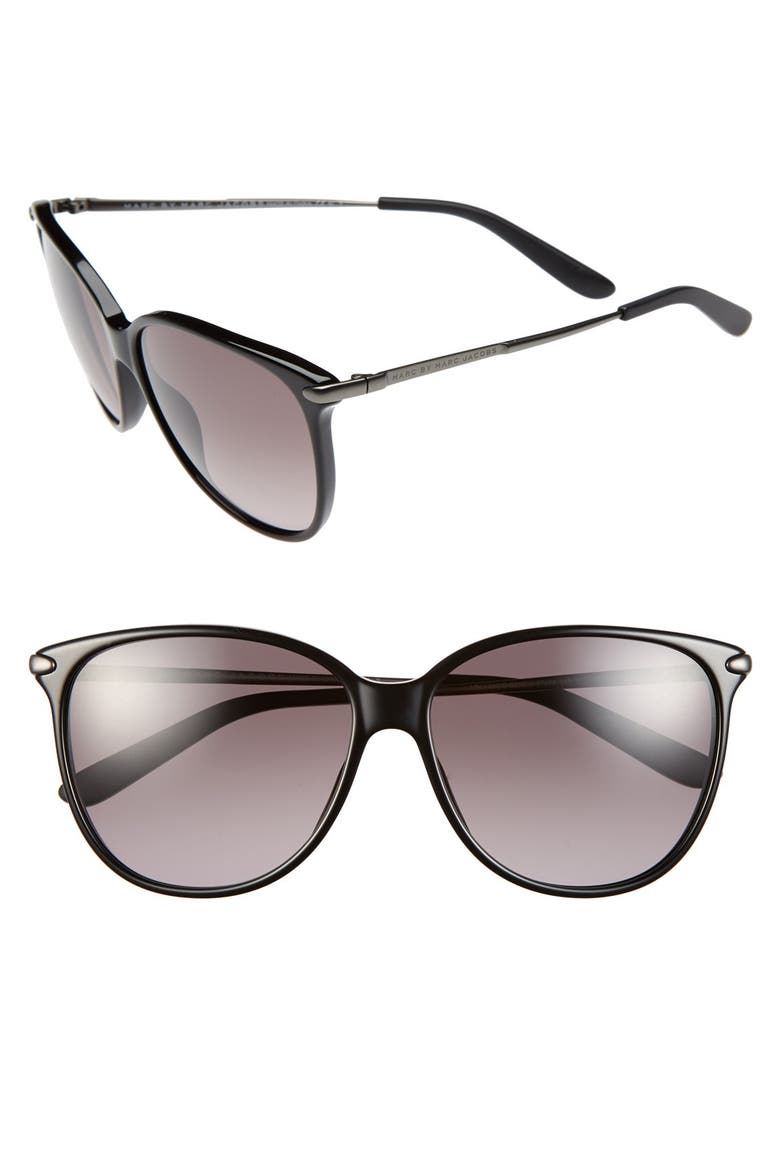 57mm Sunglasses, Main, color, BLACK