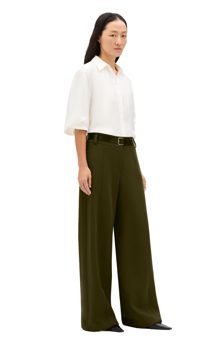Another Tomorrow Double Face High Waist Pant, Alternate, color, Moss