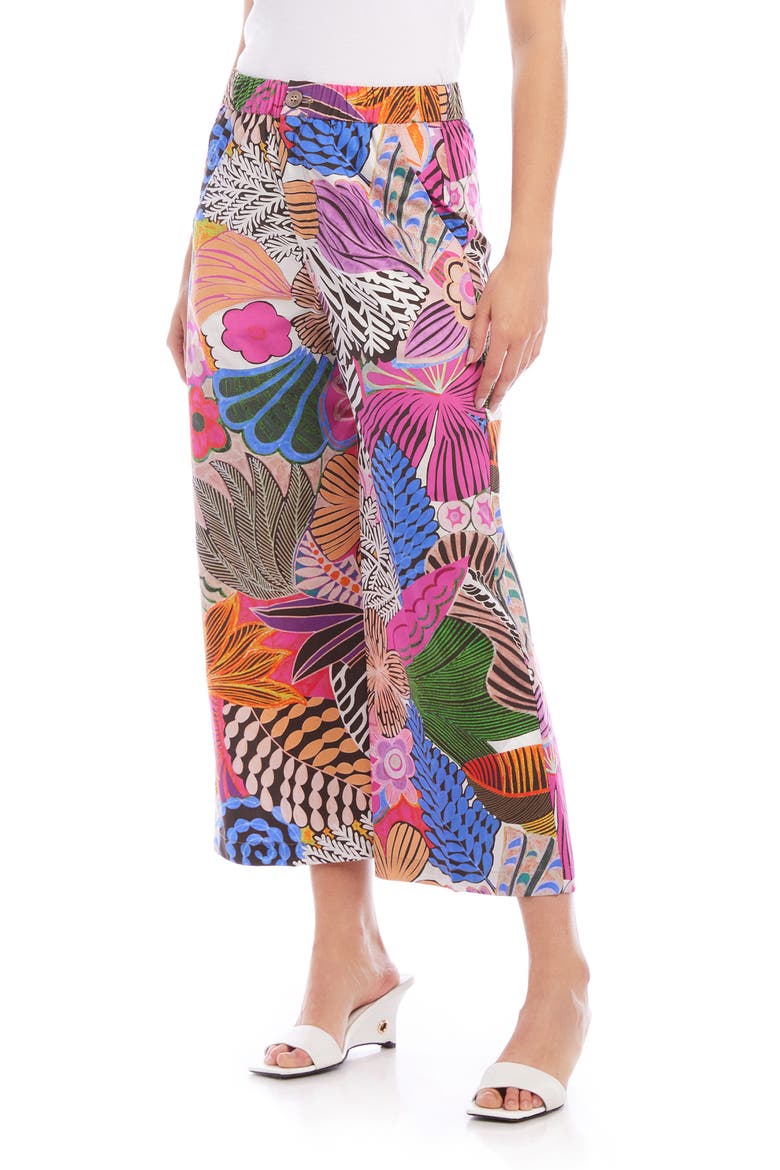 Tropical Print Wide Leg Crop Pants, Alternate, color, PINK PRINT