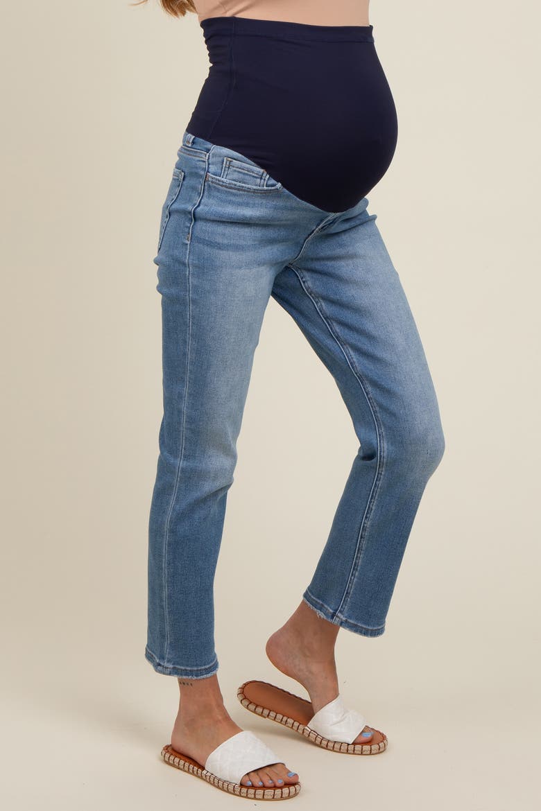 Slim Straight Maternity Ankle Crop Jeans, Alternate, color, Blue