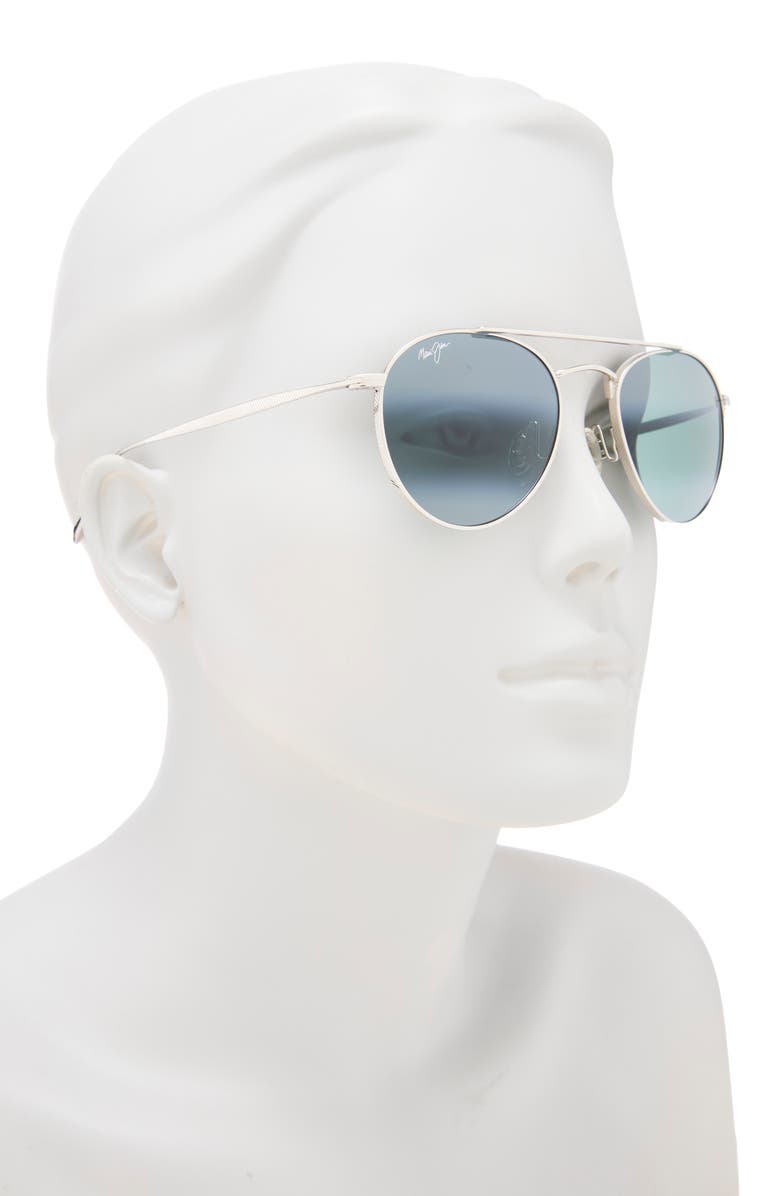Maui Jim 52mm Polarized Aviator Sunglasses, Alternate, color, Silver Silver Grey
