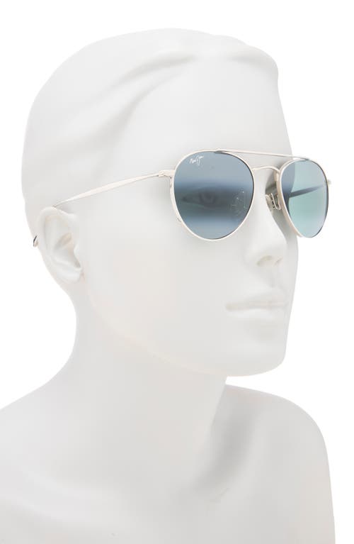 Maui Jim 52mm Polarized Aviator Sunglasses In Silver
