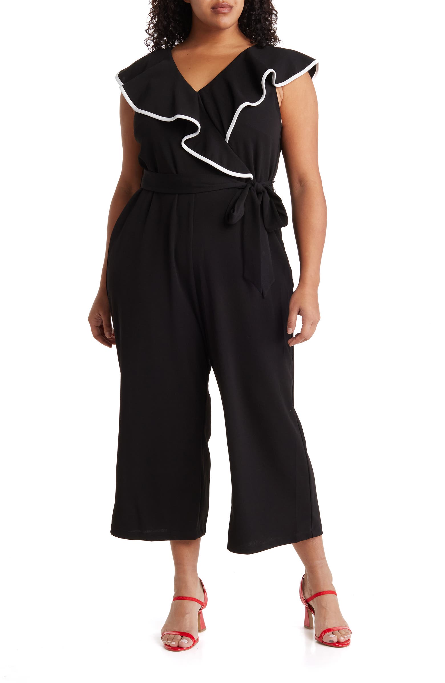 bebe Ruffle Scuba Crepe Jumpsuit | Nordstromrack