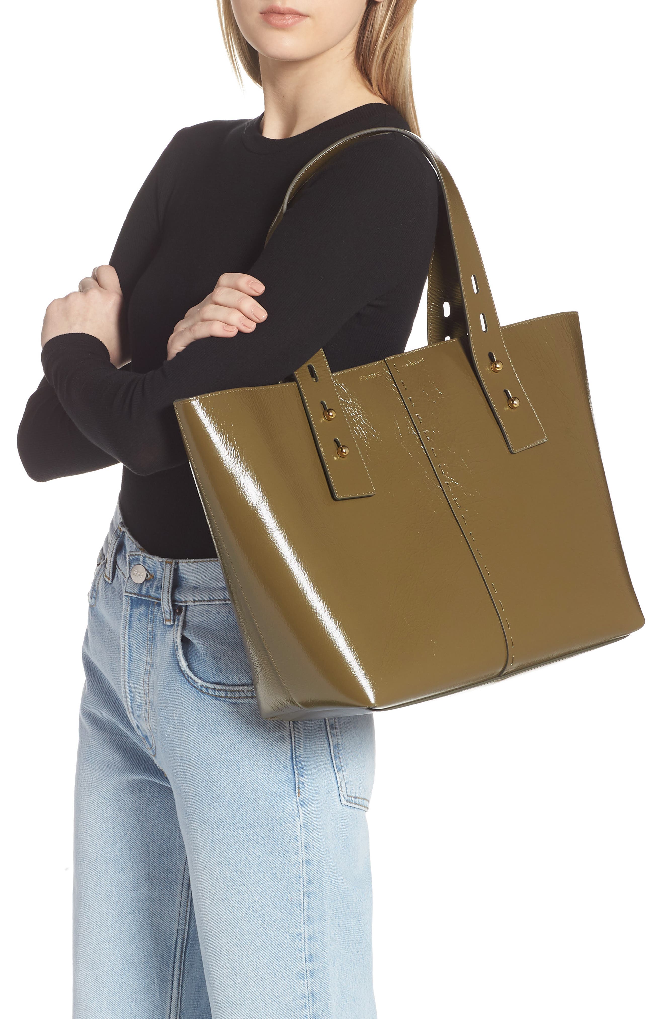 FRAME Medium Les Second Calfskin Leather Tote, Alternate, color, 