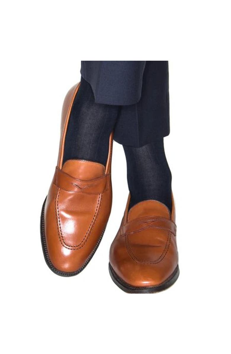 Trafalgar Jasper Ribbed Over The Calf Solid Color Mercerized Cotton Socks, Alternate, color, Black