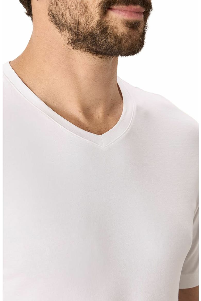 Luxe Stretch Jersey Slim V-Neck Tee, Alternate, color, White
