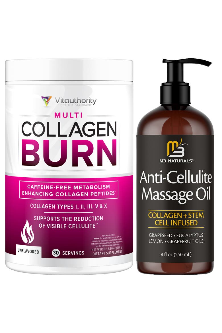 Anti-Cellulite Oil & Collagen Burn Bundle, 8oz, Main, color, None