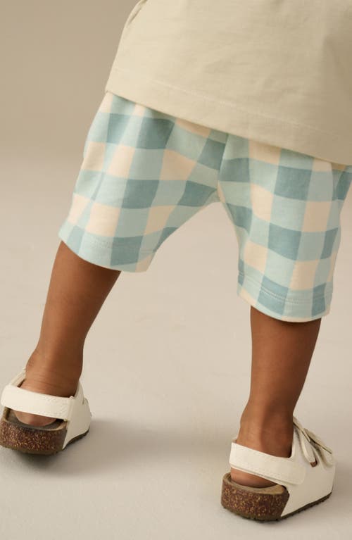 Next Kids' Gingham Cotton Jersey Drawstring Shorts In White
