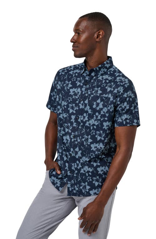 Travismathew Bombadier Floral Short Sleeve Button-up Shirt In Total Eclipse